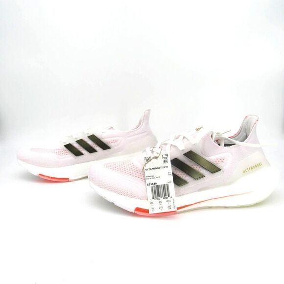 Adidas Ultraboost 21 Women Running Shoes Cloud White Core Black Solar Red - Picture 4 of 10